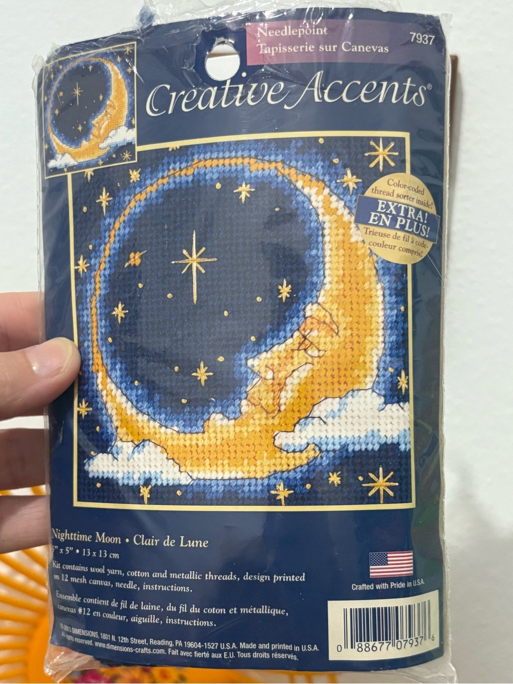 Vintage Celestial Nighttime Moon Needlepoint Kit